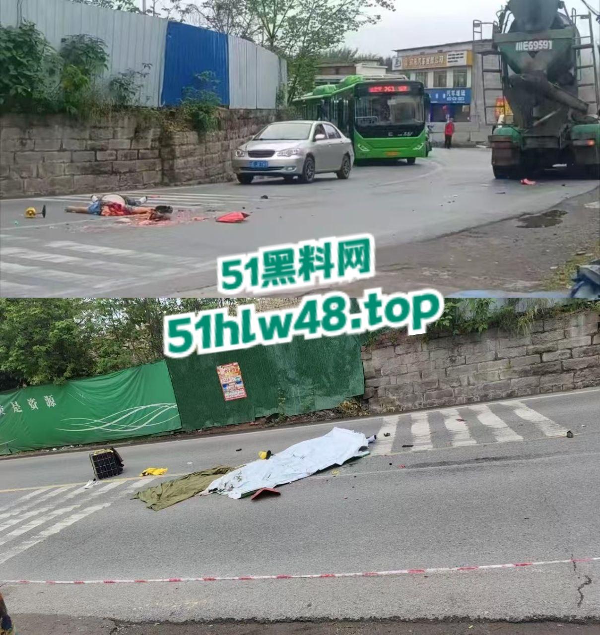 四川泸州男子拐弯超车不看路,未带头盔被重型大车压爆脑袋,当场惨变无头尸。-2